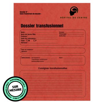 Image du dossier transfusionnel personnalisable