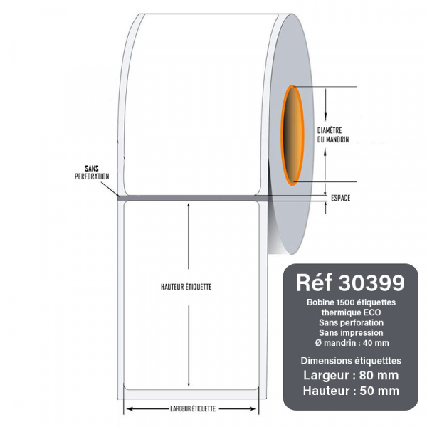 Étiquette en bobine Transfert Thermique 100x50mm 2700 - Étiquette