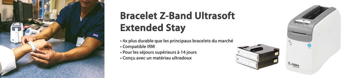 Bracelet hopital zebra ultrasoft extended stay