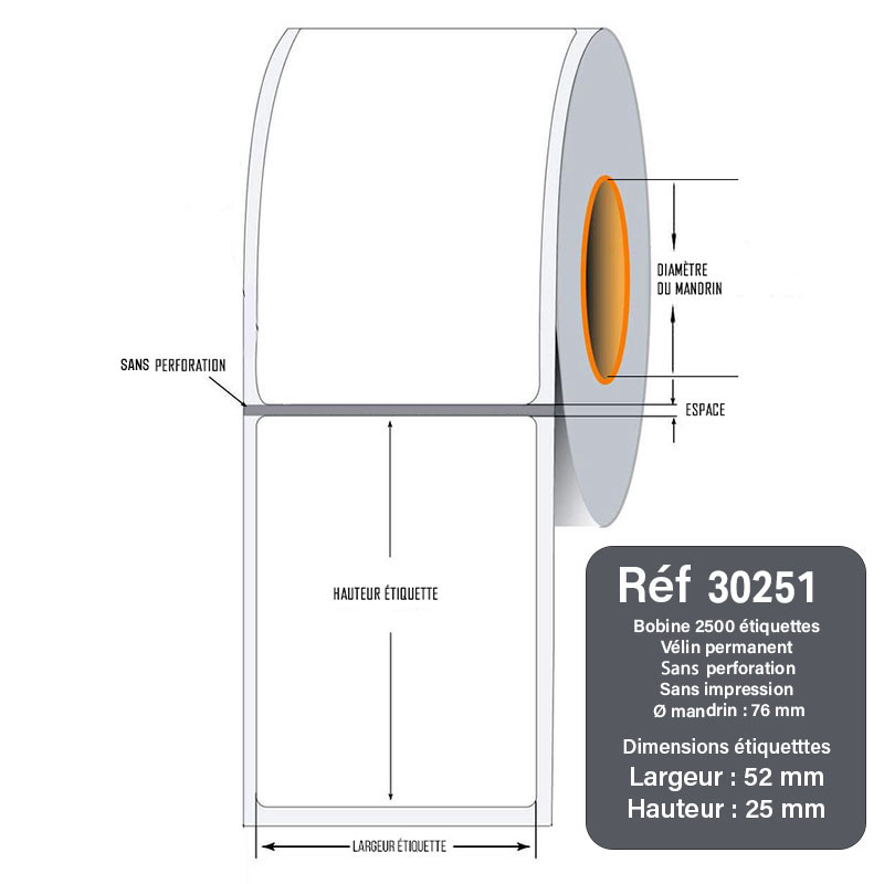 Etiquettes rouleau sans perforation