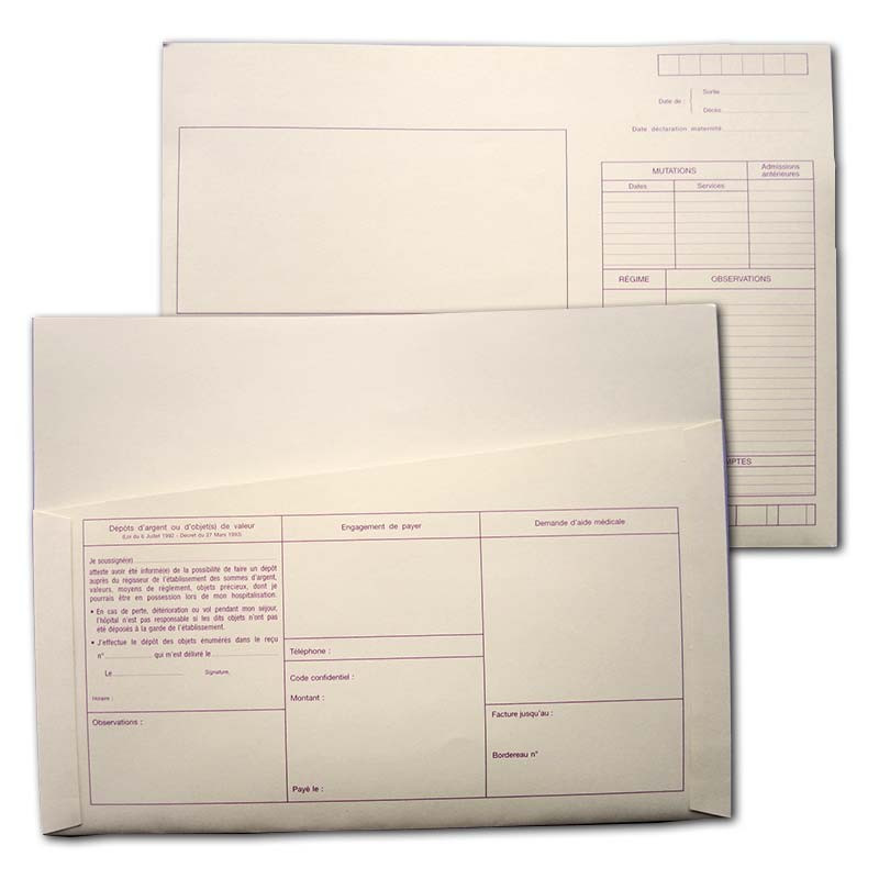 Pochettes d'admission standards
