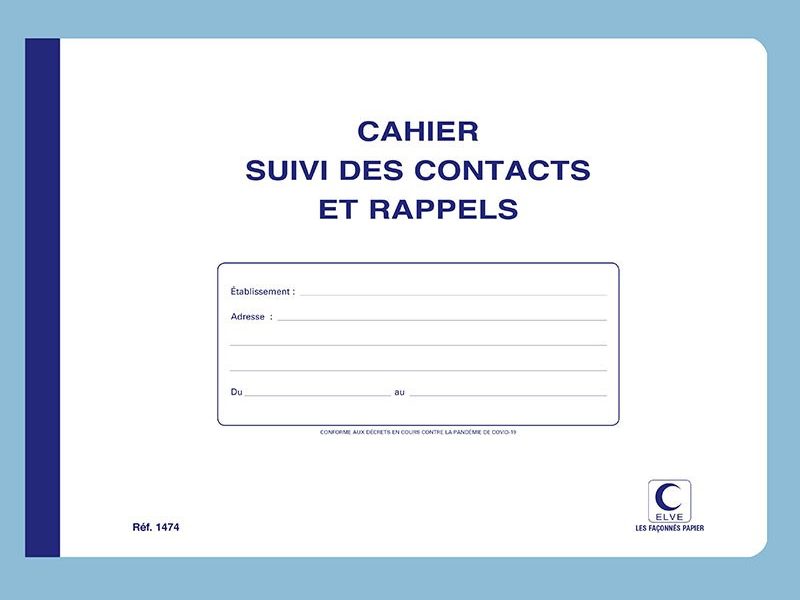 Registre suivi des contacts et rappels