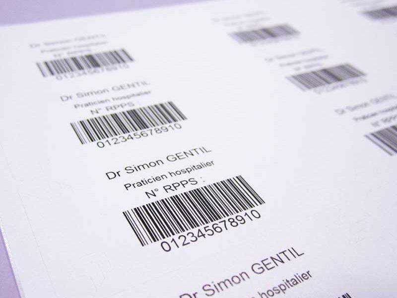 Étiquettes RPPS en planches réglementaires