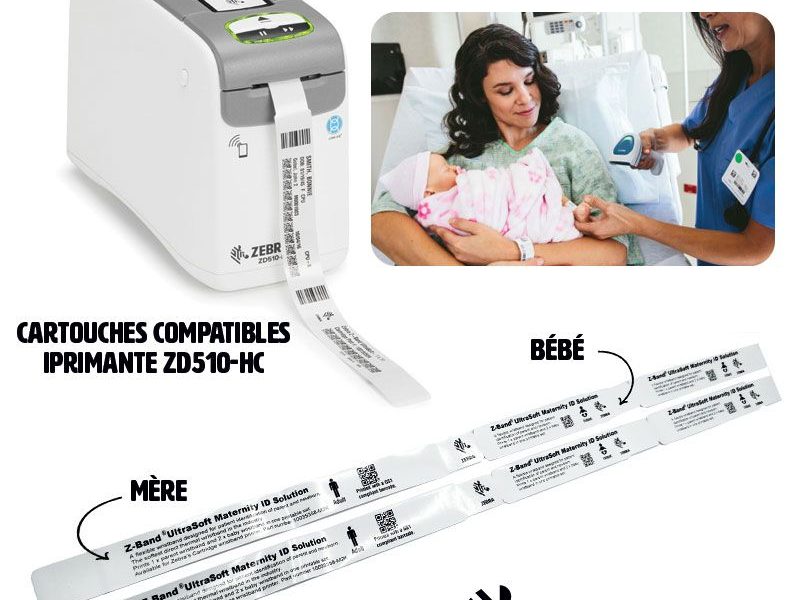 Bracelet hôpital Zebra mère / nouveau né