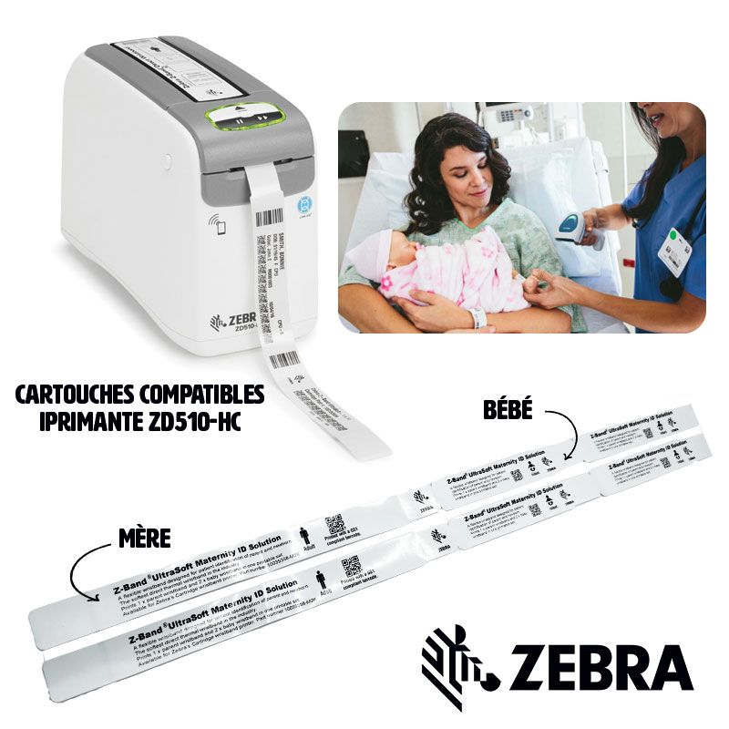 Bracelet hôpital Zebra mère / nouveau né