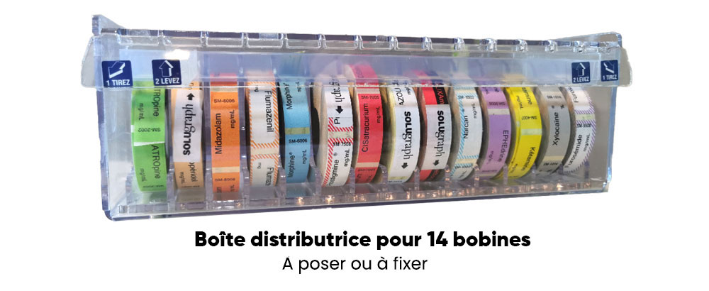 Boîte distributrice pour étiquettes serngues