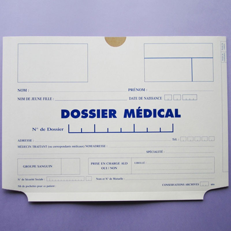 Pochettes archives pour dossier médical formats standards