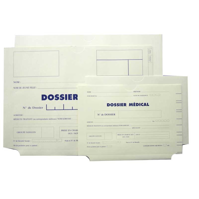 Pochettes archives pour dossier médical formats standards