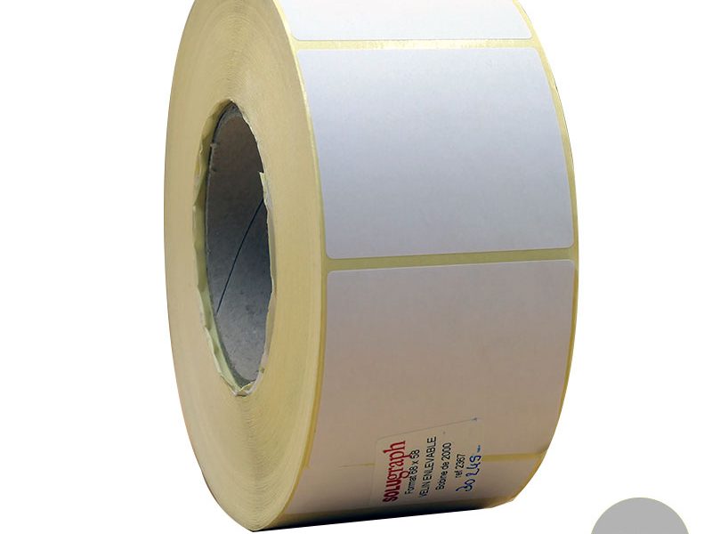 Bobine 2000 étiquettes vélin enlevable 68x58 mm
