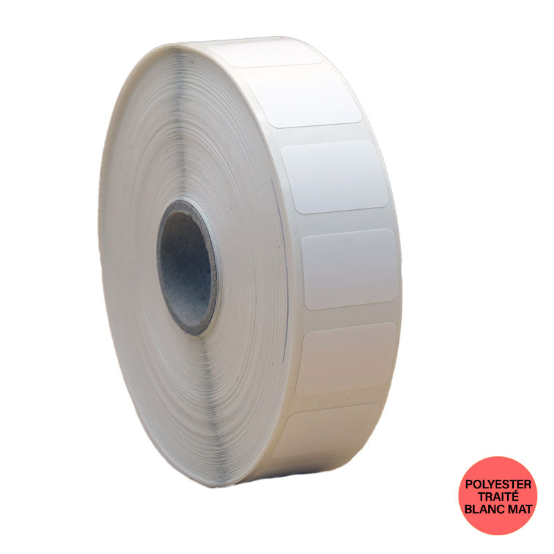 Bobine 3000 étiquettes polyester traité 22x15 mm