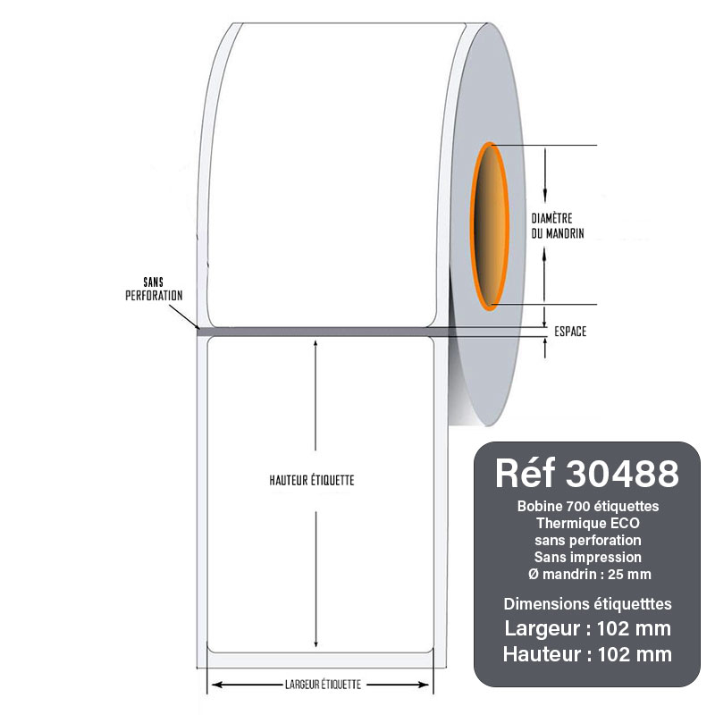 Bobine 2500 étiquettes Thermique TOP 52x25 mm
