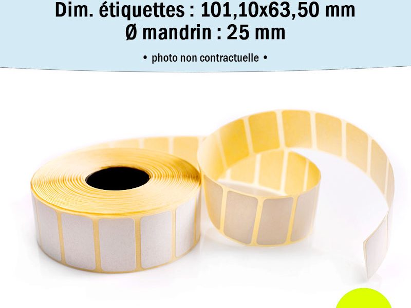 Bobine 1100 étiquettes 101,6x63,5 mm Thermique TOP