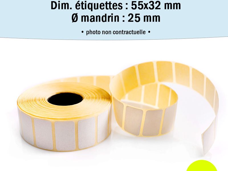 Bobine 2000 étiquettes 55x32 mm Thermique TOP