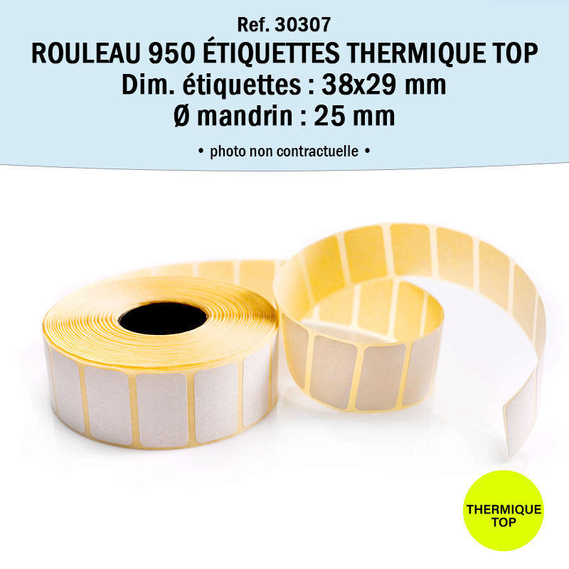 Bobine 950 étiquettes 38x29 mm Thermique TOP