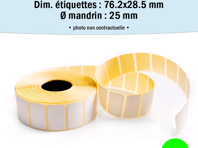 Bobine 450 étiquettes 76.2x28.5 mm Thermique Eco