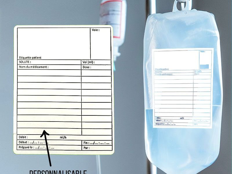 Étiquettes pour perfusion et patient en rouleau