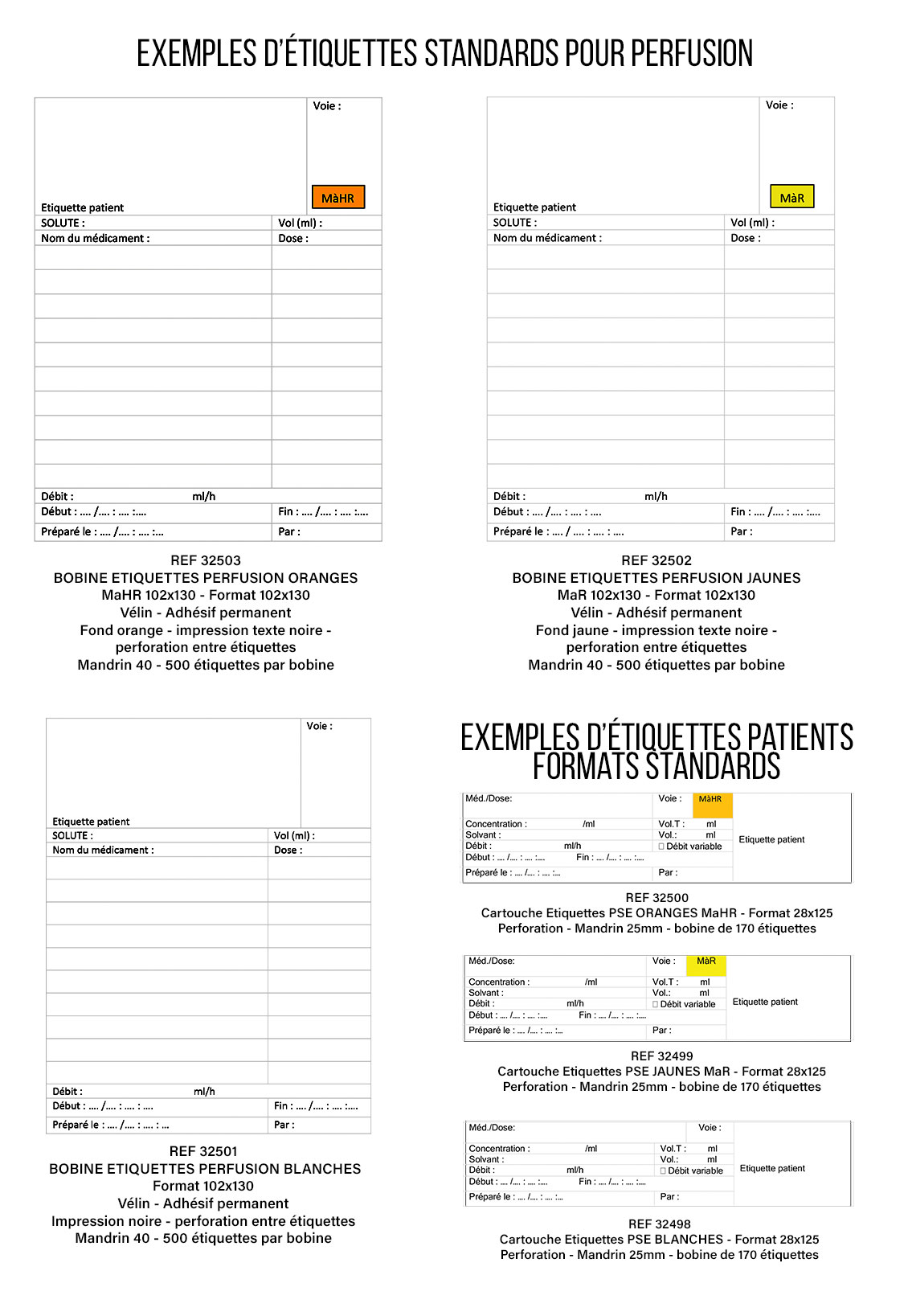 Étiquettes perfusions