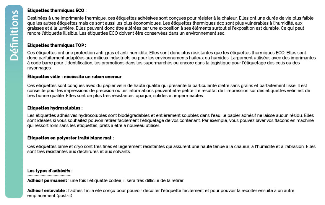 definition etiquettes thermiques