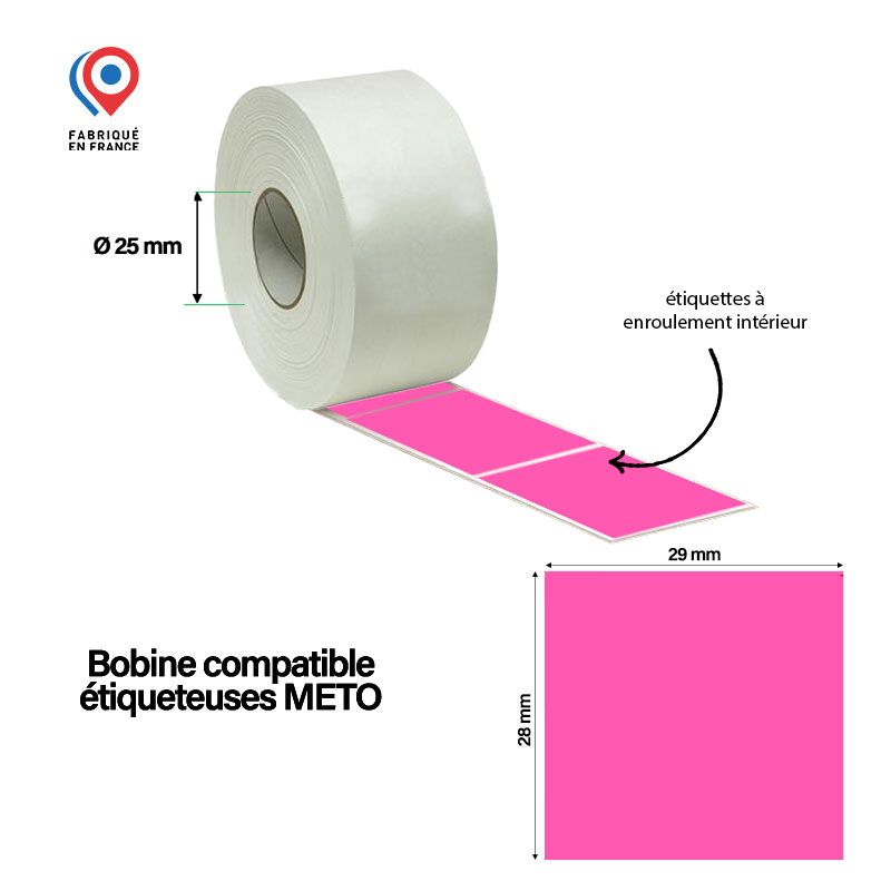 Bobine de 700 étiquettes adhésives vertes 29x28 mm pour pistolet d'étiquetage