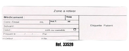 Etiquettes pousse-seringue 130x40 mm avec bande transparente