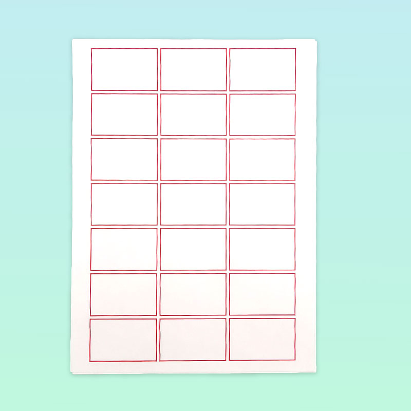 Planche A4 de 21 étiquettes avec cadre rouge 60x40 mm