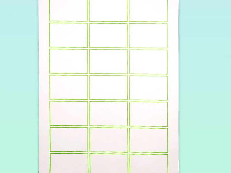 Planche A4 de 21 étiquettes avec cadre vert 60x40 mm