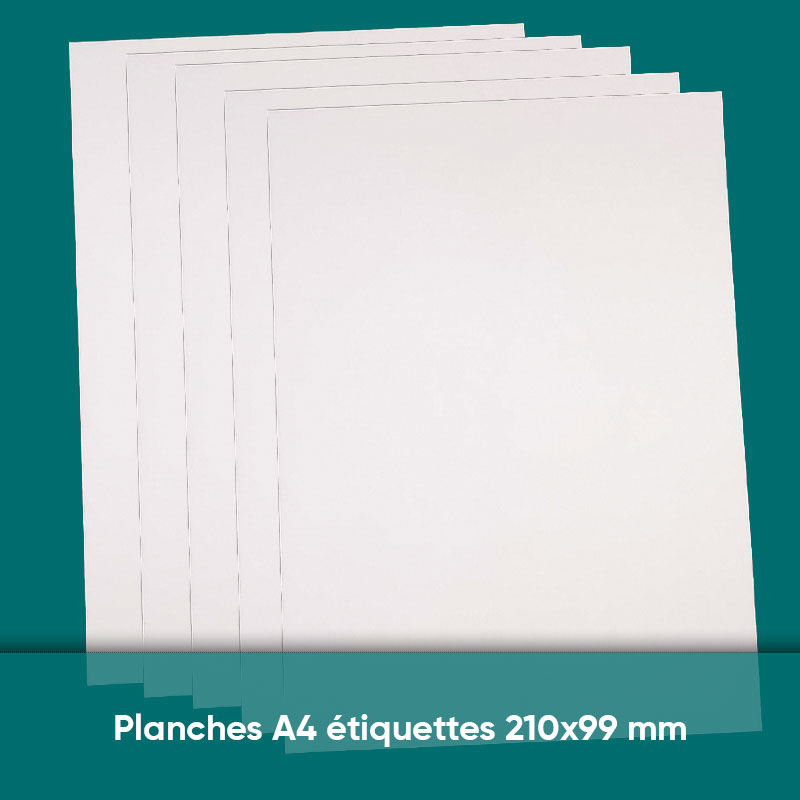 Planche A4 étiquettes laser 210x99 mm