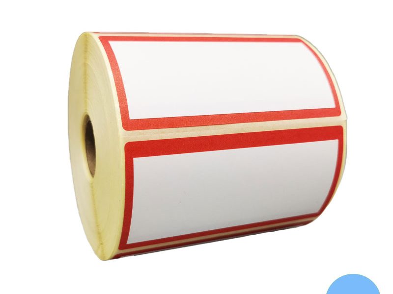 Bobine 1200 étiquettes 100x50 mm vélin cadre rouge
