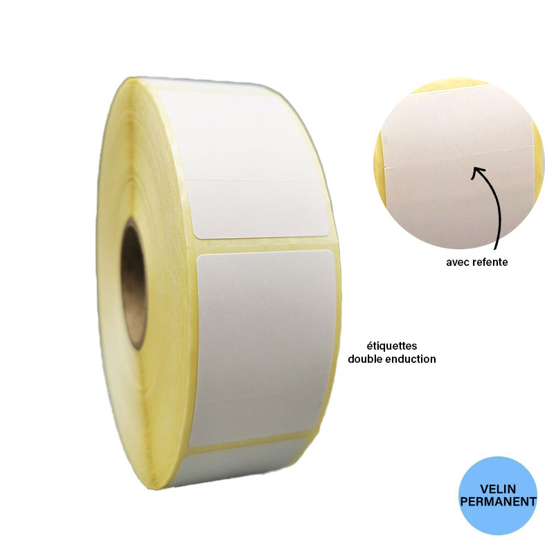 Bobine 2500 étiquettes 37x52 mm Vélin double double
