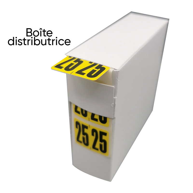 Étiquettes millésimes 2025 + boîte distributrice