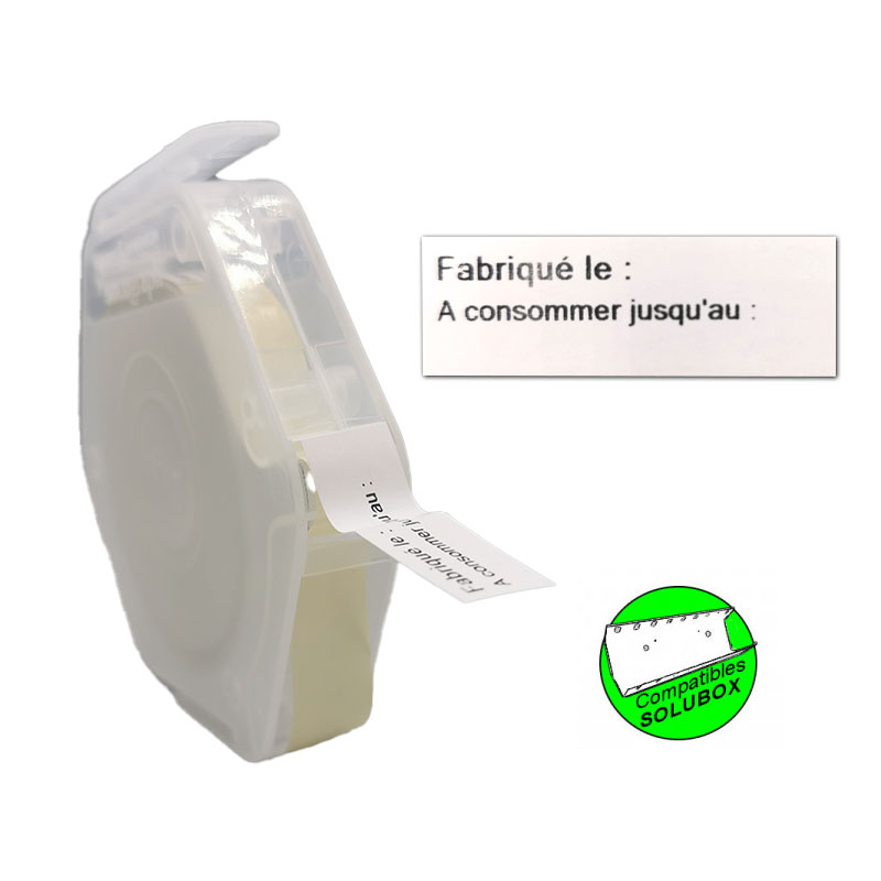 Cartouche étiquettes 14x40 mm fabriqué le - à consommer jusqu'au