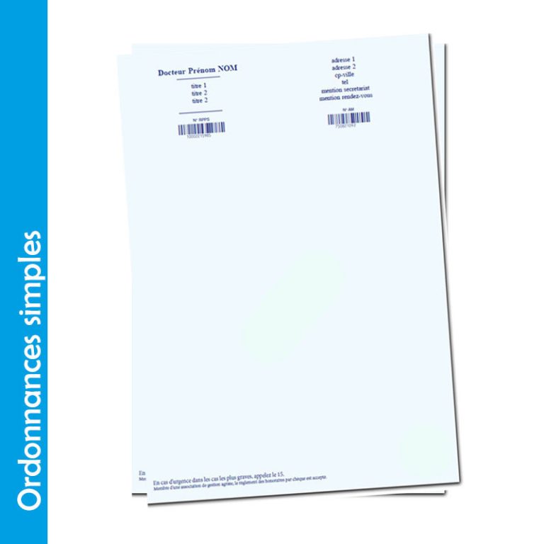 Bloc d'ordonnances classiques simples non sécurisées