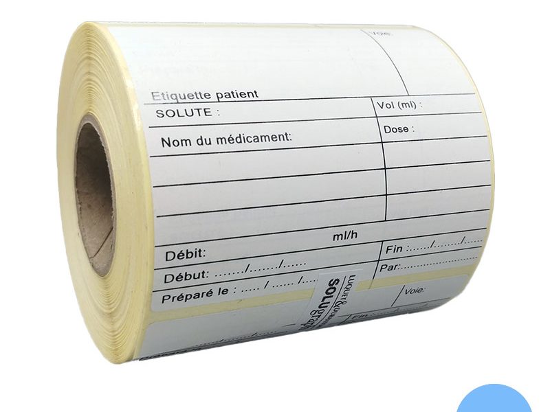 Bobine 500 étiquettes perfusion 100x85 mm vélin permanent