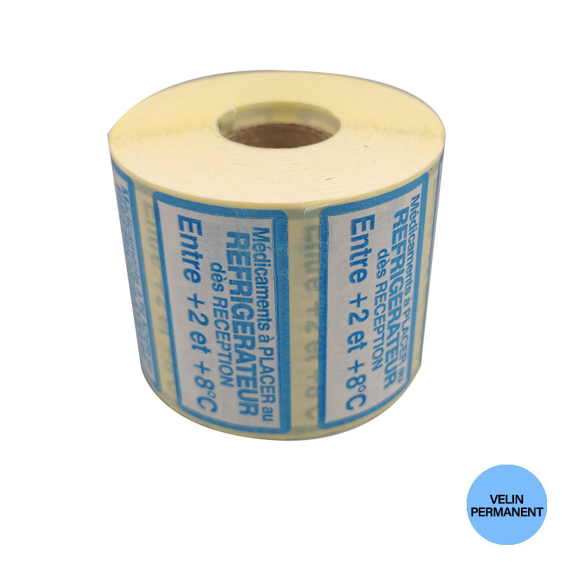 Bobine 1000 étiquettes réfrigérateur 60x30 mm vélin permanent