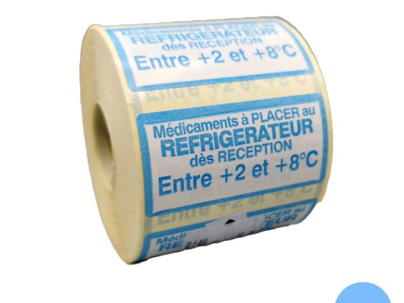 Bobine 1000 étiquettes réfrigérateur 60x30 mm vélin permanent