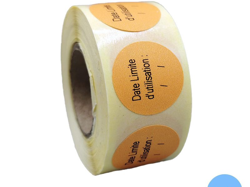 Bobine 500 étiquettes pastilles 20x20 mm date limite d'utilisation