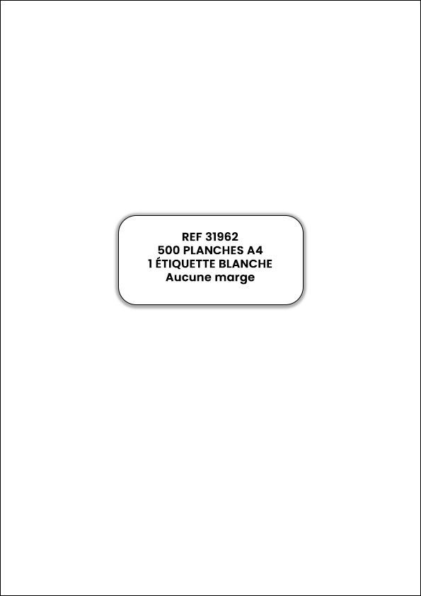 Planches A4 1 étiquette blanche sans marge