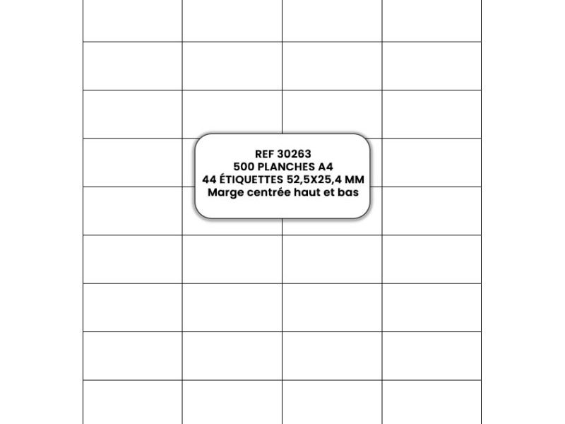Planches A4 de 44 étiquettes 52,5x25,4 mm