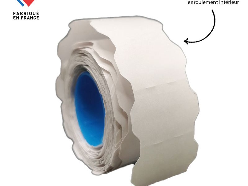 Bobine de 1000 étiquettes adhésives blanches 32x19 mm pour pistolet d'étiquetage