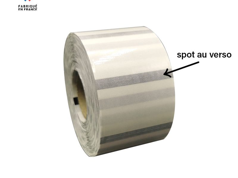 Bobine 1000 étiquettes transparentes 38x25 mm + spot au verso