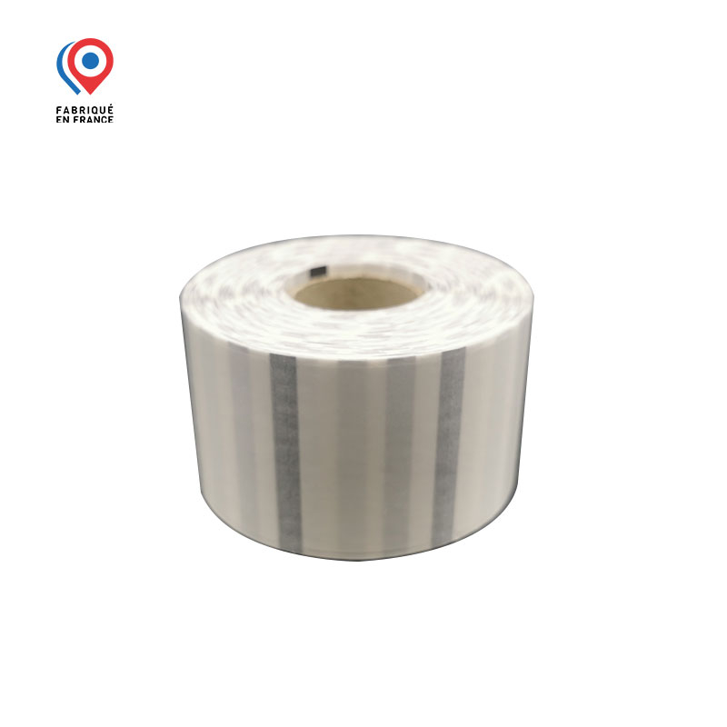 Bobine 1000 étiquettes transparentes 38x25 mm + spot au verso