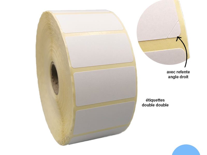 Bobine 2000 étiquettes 50x25 mm double enduction vélin permanent