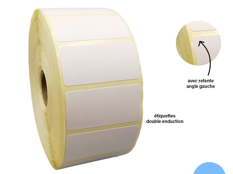 Bobine 2000 étiquettes 50x25 mm double enduction vélin permanent