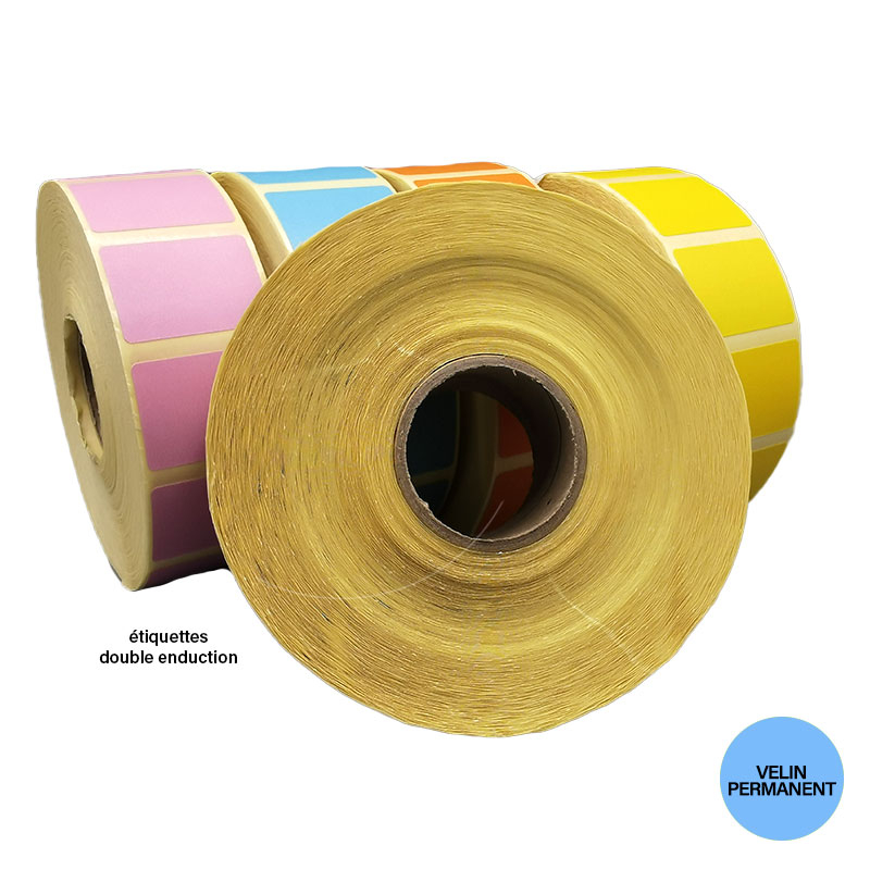 Bobine 1800 étiquettes 39x28 mm velin double enduction couleur