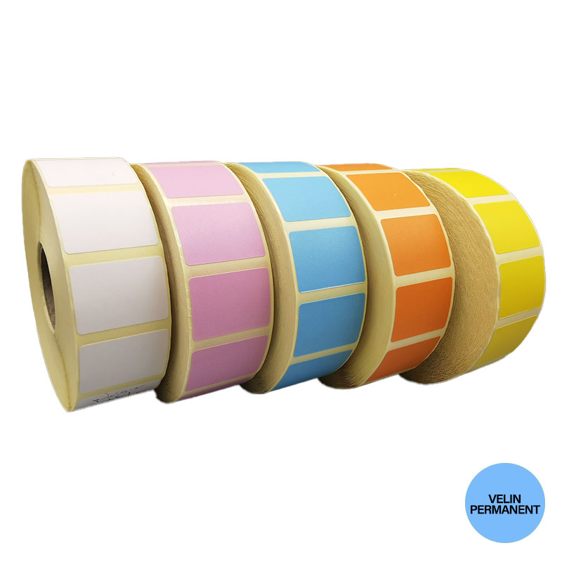 Bobine 1800 étiquettes 39x28 mm velin double enduction couleur