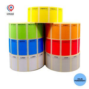 Bobine 3500 étiquettes semainier 60x30 mm vélin