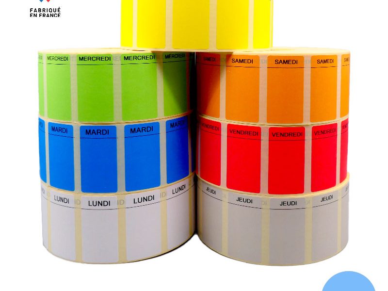 Bobine 3500 étiquettes semainier 60x30 mm vélin