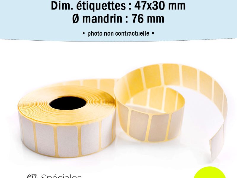 Bobine 1000 étiquettes 47x30 mm Thermique Top spéciales LABO