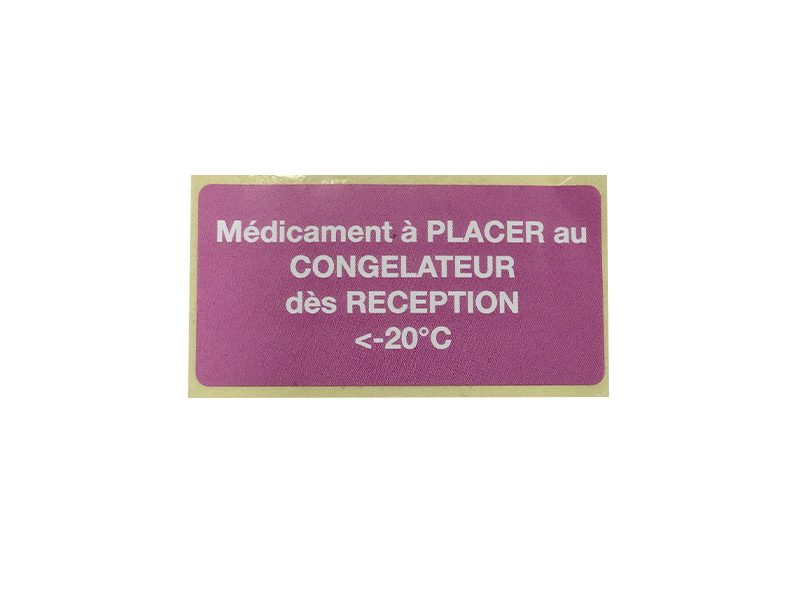 Bobine 1000 étiquettes 60x30 mm "médicament à placer au congélateur"