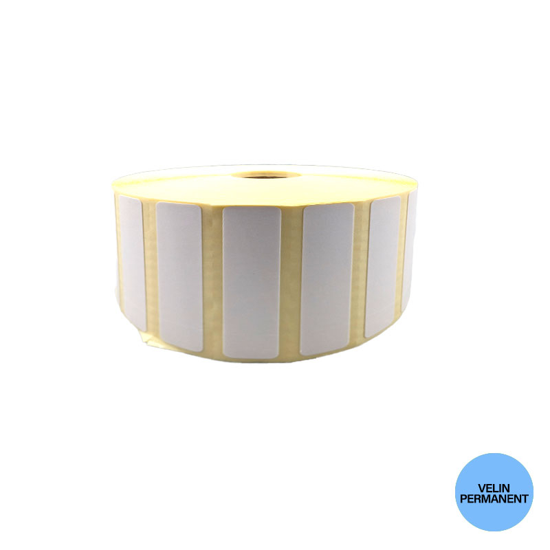 Bobine 3000 étiquettes vélin 60x12 mm avec refente